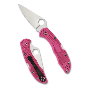 Couteaux pliants à manche texturé rose avec lame en acier inoxydable argenté à bord lisse, trou d'ouverture circulaire pour le pouce et pochette noire - Product Image 2