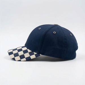 Navy Checkerboard Brim Baseball Caps Trend Apparel Gentlemen <b>Hat</b> Fit Fashion Hot Choice Cotton Breathable Women's Elite <b>Summer</b> - Product Image 3
