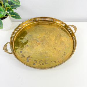 Luxury Round Gold Plated Decorative Serving <b>Tray</b> With Ornate Filigree Design Large Metal Mirrored Vanity <b>Tray</b> For <b>Perfume</b> <b>Tray</b> - Product Image 3