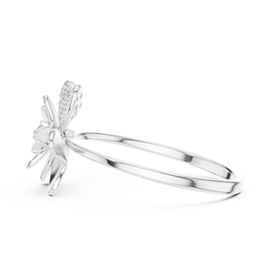 Anillos de oro macizo de 14k para mujer con diamantes de corte redondo minimalista en forma de flor, para regalo, compromiso, aniversario, boda - Product Image 6