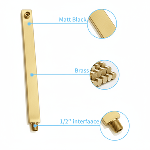 Soffione doccia quadrato da 10 pollici con effetto pioggia e doccetta a mano # # # #   Set Rubinetto per Vasca da Bagno in Finitura Oro Spazzolato - Product Image 3
