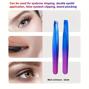 Pince à épiler sourcils professionnelle multicolore effet plasma, à pointe inclinée en acier inoxydable, outil de beauté haute précision pour l'épilation - Product Image 4