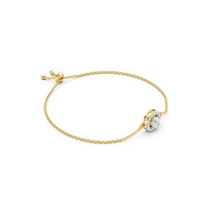 10K <b>Solid</b> <b>Gold</b> Rhodium Plated IGI Certified Lab Grown Diamond Halo Adjustable Chain Bracelet Women Luxury Wedding Engagement - Product Image 3