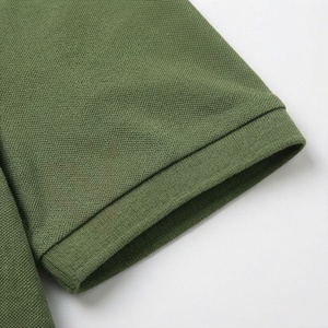 Polo à manches courtes pour homme, vert olive, tricoté, uni, décontracté, coupe classique, boutons - Product Image 6