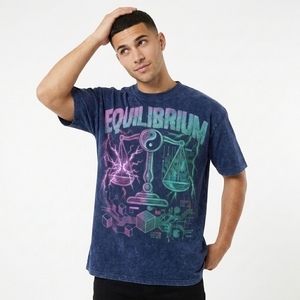 T-shirts à épaules tombantes avec logo personnalisé, T-shirt streetwear de haute qualité pour hommes, T-shirt oversize uni en coton épais pour hommes - Product Image 4