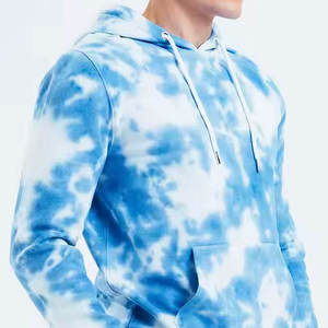 Custom Blue Tie Dye Tracksuit <b>Set</b> Hooded Sweatshirt <b>Jogger</b> Pants Matching Streetwear Casual Two Piece Sportswear - Product Image 3