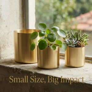 Ensemble de pots de fleurs et de vases de table en métal doré Art Déco moderne |   Décoration d'intérieur et d'extérieur durable, écologique, légère, vente en gros - Product Image 6