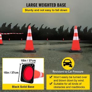 8 Coni Stradali in PVC Arancione da 30 Pollici con Collari Riflettenti e Base Pesante Nera - Product Image 4