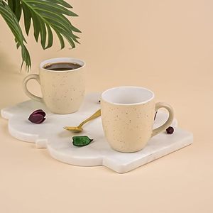 Minimalist White-Beige Ceramic Tea <b>Cup</b> <b>Set</b> of 4 - Product Image 2