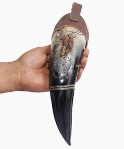 Premium Handmade Viking Drinking Horn Polished Animal Carving Medieval Mug Eco-Friendly Decor - Product Image 2