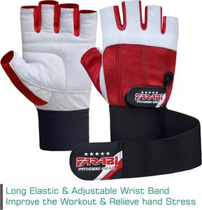 Gants de musculation en cuir Farabi Sports avec poignées, longue protection du poignet, respirants, antidérapants et légers pour la gym, le cyclisme et les activités de plein air - Product Image 4