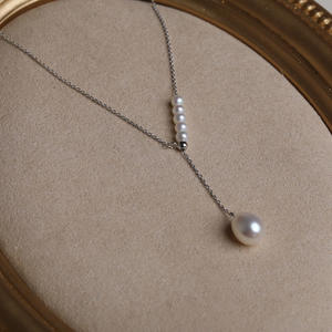 Collar Ajustable con Colgante de Perla de Agua Dulce Natural de Zhuji de 3-7 mm, Cadena en Forma de Y de Plata S925, Fresco y Versátil - Product Image 1