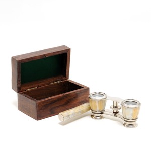 Opera glasses w MOP in <b>wood</b> <b>box</b> - Product Image 5