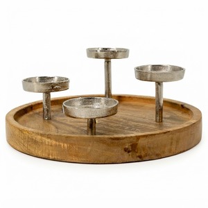 Juego de Portavelas de Metal Hechos a Mano, 4 Piezas, Decoración de Mesa Moderna Circular para Mesa de Comedor, Decoración del Hogar, Hotel, Restaurante - Product Image 1