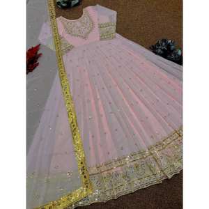 ATRACTIVE GEORGETTE BORDADO SECUENCIA BATA DE TRABAJO CON DUPATTA BABY ROSA - Product Image 2