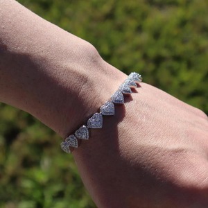 Best Quality Heart Shape Moissanite Diamond <b>Bracelet</b> for Men and Women with Brilliant Sparkling Stones Jewelry For Unisex - Product Image 4