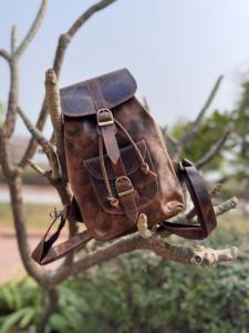 New Unique Designer Crunch Leather <b>Backpack</b> Stylish <b>Multi</b> Uses Bags Hot Sale Real Leather <b>Backpack</b> Wholesale Bulk Product - Product Image 4