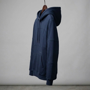 <b>Mens</b> <b>Navy</b> Blue Cotton <b>Fleece</b> Hoodie Pullover Sweatshirt Custom Streetwear Casual Hooded Sweatshirt Wholesale Clothing - Product Image 3