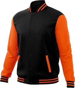High Quality Men's Varsity Jackets Thin <b>Stand</b> Collar Light <b>Weight</b> Winter Wool Body Leather Sleeve Best Design Plain Fabric Front - Product Image 1