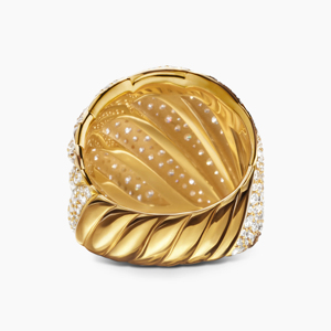 Luxury Yellow <b>Gold</b> <b>Cocktail</b> <b>Ring</b> With Round Brilliant Cut Diamond Unisex Everyday Wear - Product Image 3