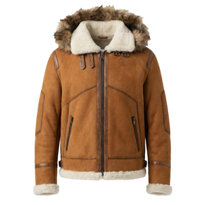 Men's Premium Leather Shearling <b>Jacket</b> Genuine Sheepskin Fur <b>Lined</b> Winter Aviator Coat Durable Warm Elegant Style Wear - Product Image 1