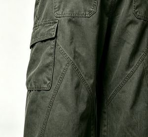 Pantalones Cargo de Pierna Ancha para Hombre, Color Verde Oscuro, Corte Holgado, Cintura Media, Estilo Utilitario, Mezclilla de Algodón, Ropa de Otoño - Product Image 4