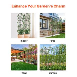 Set di 4 tralicci da giardino in metallo antiruggine 87 x 20 pollici per rose rampicanti da esterno - Recinzioni, tralicci e cancelli - Product Image 5