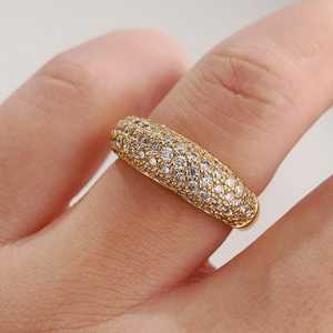Round Cut Similar Diamond Half Eternity Band Dome Ring Lab Grown 14K Yellow Gold Wedding Engagement Party Proposal <b>Gift</b> <b>For</b> <b>Her</b> - Product Image 5
