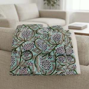 Beautiful Floral Sea Green Cotton <b>Fabric</b> Hand Block <b>Indian</b> <b>Fabric</b> Women Kids Craft <b>Fabric</b> for Mask Bags Curtain Cushion Covers - Product Image 6