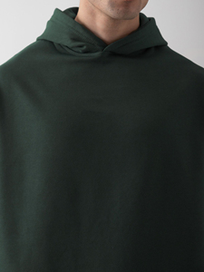 Sudadera con Capucha para Hombre, Color Verde Oscuro, Corte Holgado, Estilo Casual, para Otoño, 100% Algodón - Product Image 4