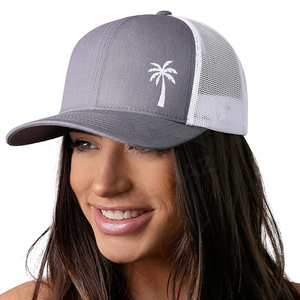 Casquette Trucker Unisexe 6 Panneaux Gris Blanc Satin 100% Coton Brodé Décontractée Réglable avec Boucle Simple Printemps Été Adulte - Product Image 5