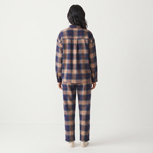 Ensemble de pyjama en flanelle pour femmes, deux pièces, décontracté, 100% coton, vêtements de nuit confortables pour l'hiver, ensemble de vêtements de détente à manches longues pour la maison - Product Image 2