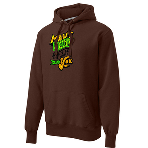 Sudadera con Capucha Marrón para Hombre con Estampado de Dinero, Corte Regular, Informal, de Algodón French Terry, con Bolsillo Frontal, Diseño Otoñal - Product Image 6