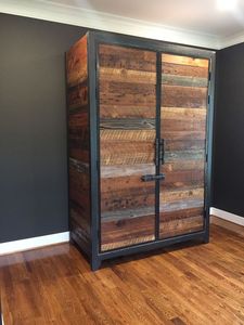 Mueble de Madera Maciza para Sala de Estar de Estilo Americano Moderno, Gabinete de Dos Puertas con Acabado Natural Envejecido - Product Image 6