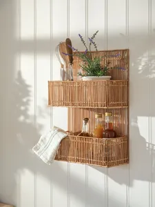 Natural Rattan <b>Floating</b> <b>Wall</b> <b>Shelf</b> Woven Display <b>Shelf</b> Boho Nursery Bedroom Kid Storage Organizer For Nursery Children Room - Product Image 6