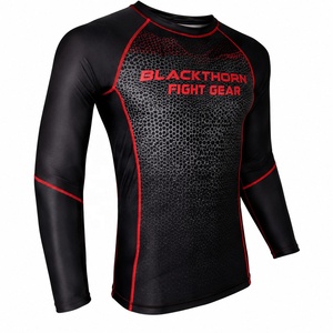 Camiseta Rashguard de Manga Larga para Hombre, Elástica en 4 Direcciones, para MMA y BJJ, OEM, Satinada, Transpirable, Antibacteriana, UPF50+, de Secado Rápido - Product Image 3