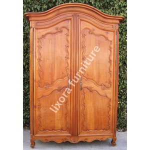 Luxury Handcrafted Solid Wood 2 Door <b>Wardrobe</b> Ornate French Provincial Carving Antique Cherry Finish - Product Image 3