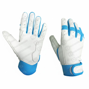 Gants de frappe de baseball en cuir robuste bleu et blanc, unisexes, ambidextres, fermeture Velcro, entraînement, solides, légers, confortables - Product Image 5