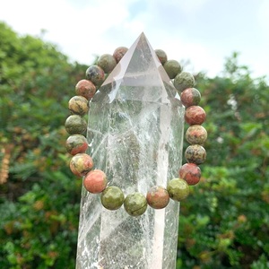 Natural Unakite <b>Bracelet</b> Green Pink Unakite Beaded <b>Bracelet</b> For <b>Healing</b> Reiki Energy Jewelry Wholesale 8mm - Product Image 4