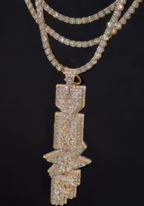 Colgante de Oro Macizo con Diamantes de Laboratorio, Diseño Micro Pavé Estilo Hip Hop Iced Out, Joyería para Uso Diario - Product Image 3