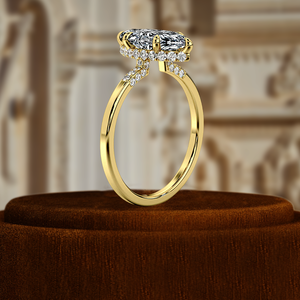 Anillo de Compromiso con Diamante de Corte Marquesa de 1 Quilate con Halo de 6 Puntas, Certificado por IGI, Anillo de Compromiso de Oro Blanco/Amarillo de 14K, Anillo de Propuesta - Product Image 4