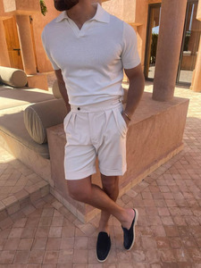 Shorts pour hommes respirants, écologiques, formels, décontractés, de couleur unie, style jogger, boutonnés, plissés, streetwear, grandes tailles - Product Image 4