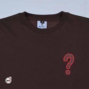 Sudadera de Cuello Redondo Marrón para Hombre de Calidad Premium, Corte Regular, Logotipo de Signo de Interrogación Bordado, Ropa Casual de Otoño con Servicio OEM - Product Image 3
