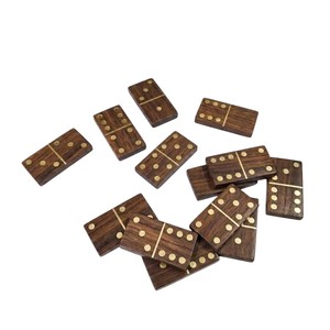 Dominó de Madera Doble Seis, Fichas Pulimentadas Marrones, Juego de Mesa de Estrategia para Fiestas Familiares y Aulas - Product Image 4