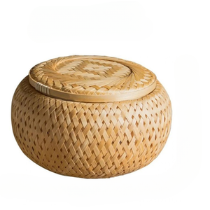 Mini Cesta de Bambú con Tapa, Caja Redonda de Almacenamiento, Organizador de Cocina, Contenedor de Alimentos, Cajas Pequeñas para Empacar, Decoración del Hogar, Regalo - Product Image 5