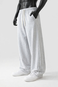 <b>Men</b> Wide Leg Sweatpants Pintuck Design Elastic Waist Drawstring Fleece <b>Lounge</b> <b>Pants</b> OEM Wholesale <b>Men's</b> <b>Pants</b> - Product Image 2