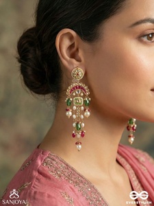 Indian Bollywood Inspired Women's Gold Plated Alloy Hyderabadi Style Drop Earrings Imitation Pearls Crystal Claw Setting Trendy - Product Image 4