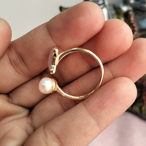 Anillo de Perlas de Agua Dulce Ajustable, Chapado en Oro, Talla Única, Anillo de Perlas de Agua Dulce Redimensionable, Fabricante Mayorista - Product Image 2