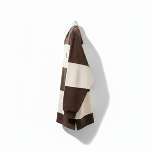 Polo à manches longues rayé personnalisé pour homme en coton Oxford avec logo brodé, design décontracté sur le devant, color-block, coupe classique - Product Image 6