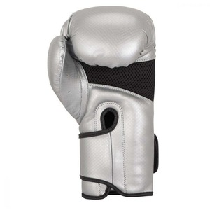<b>Silver</b> Faux Leather Boxing <b>Gloves</b> Full Finger Velcro Closure Unisex Training Gear - Product Image 4